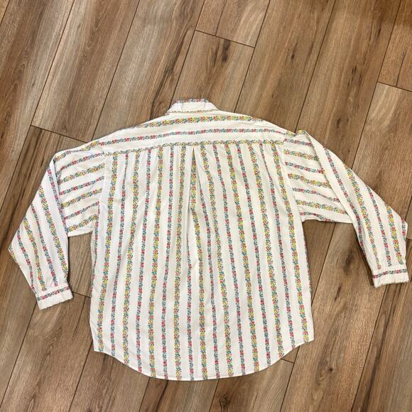 VINTAGE Esprit Sport Button Shirt Blouse Women’s Large White Petite Flowers 90s - Picture 8 of 8